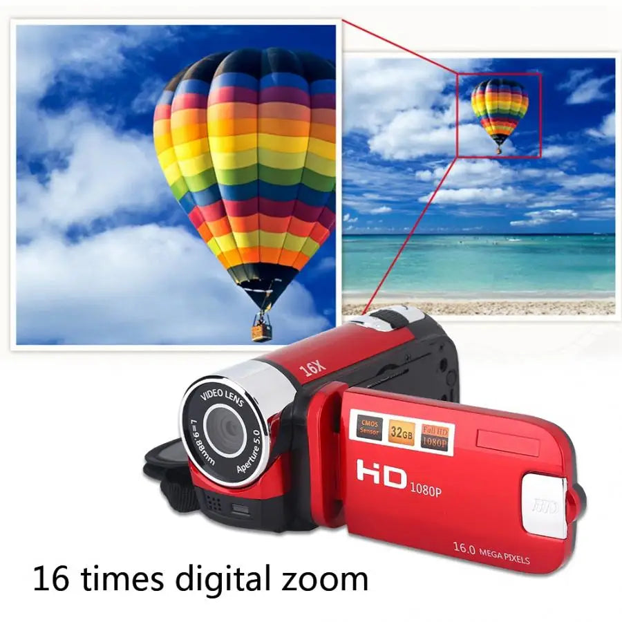 16MP Digital Camcorder 720P Full HD DV Camcorder Digital Video Camera Degree Rotation Screen 16X Night Shoot Zoom for Youtube