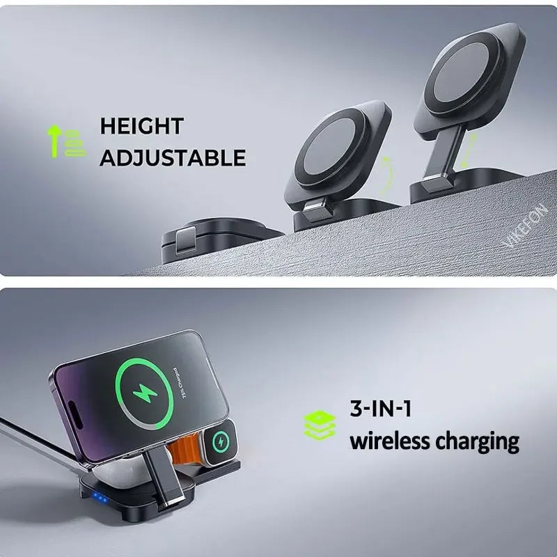 3 in 1 Tiny Foldable Wireless Charger Stand